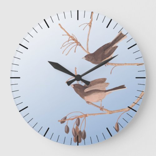 Dark_Eyed Junco Audubon Snow Birds on Bare Branch Large Clock