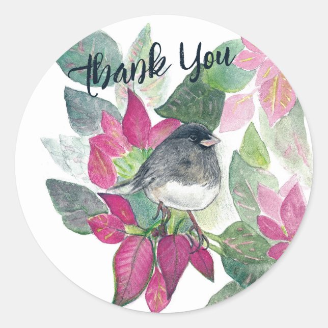 Dark Eyed Junco Bird Art Classic Round Sticker (Front)