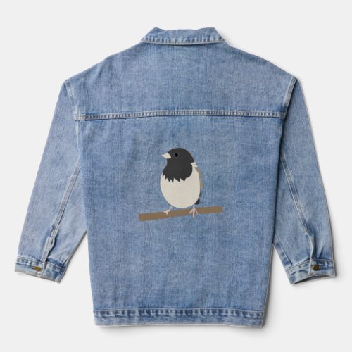 Dark_Eyed Junco Bird Art Denim Jacket