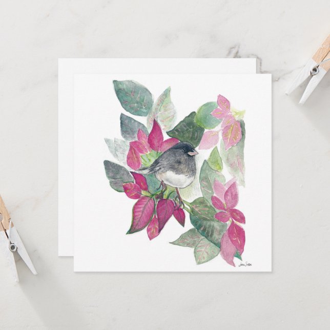 Dark Eyed Junco Bird Card (Front/Back In Situ)
