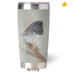Dark Eyed Junco Bird Painting Custom Initials Insulated Tumbler