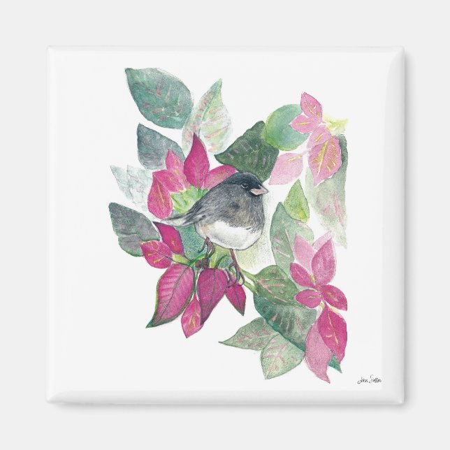 Dark Eyed Junco Bird Watercolor Art Magnet (Front)