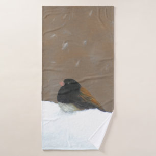 Dark-Eyed Junco Painting - Original Bird Art Bath Towel Set