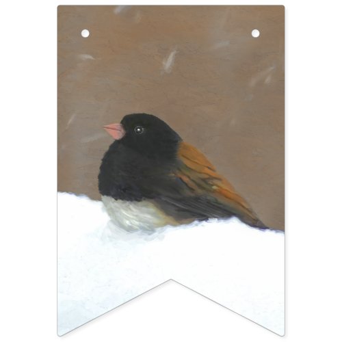 Dark_Eyed Junco Painting _ Original Bird Art Bunting Flags