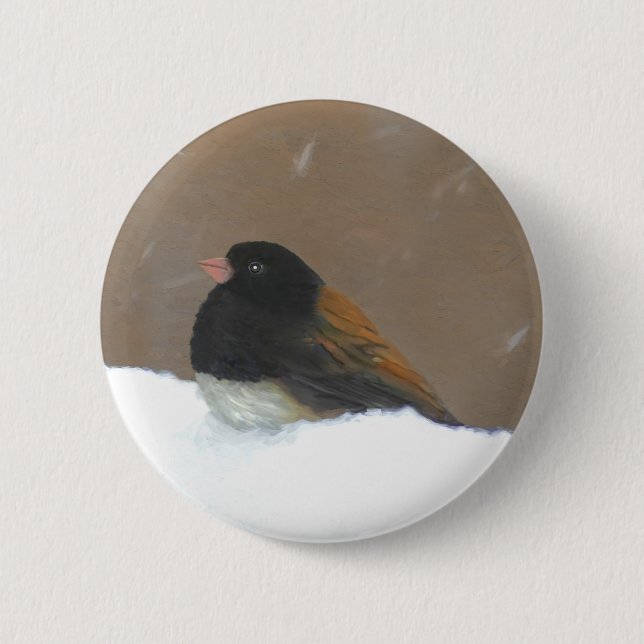 Dark-Eyed Junco Painting - Original Bird Art Button (Front)