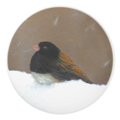 Dark_Eyed Junco Painting _ Original Bird Art Ceramic Knob