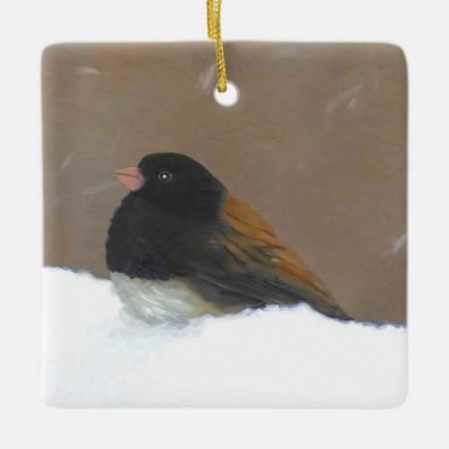 Dark_Eyed Junco Painting _ Original Bird Art Ceramic Ornament