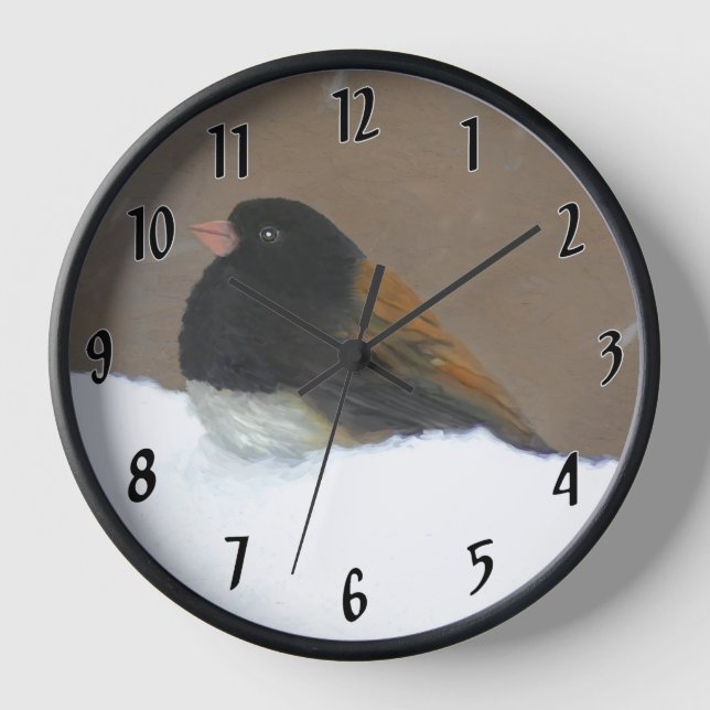 Dark-Eyed Junco Painting - Original Bird Art Clock (Front)