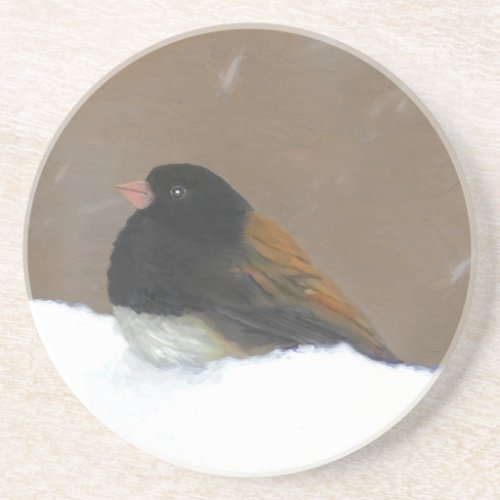 Dark_Eyed Junco Painting _ Original Bird Art Coaster