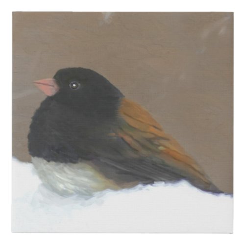 Dark_Eyed Junco Painting _ Original Bird Art Faux Canvas Print