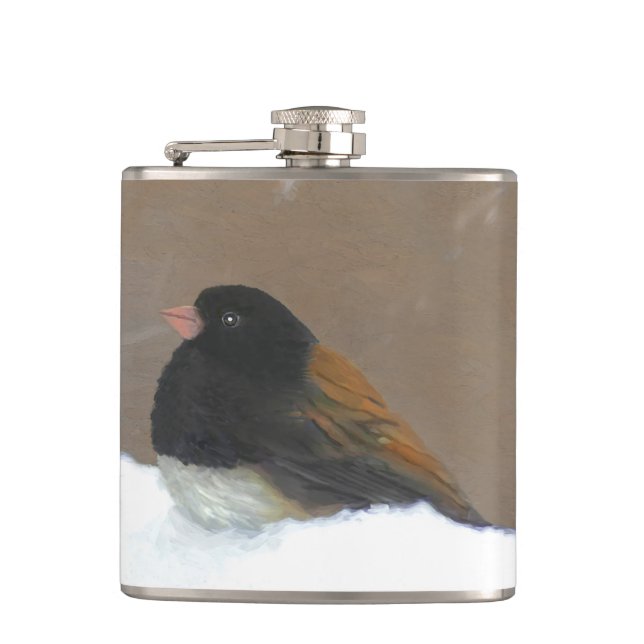 Dark-Eyed Junco Painting - Original Bird Art Flask (Front)