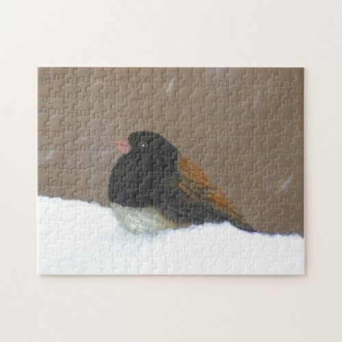 Dark_Eyed Junco Painting _ Original Bird Art Jigsaw Puzzle