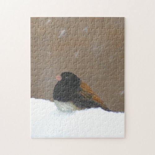 Dark_Eyed Junco Painting _ Original Bird Art Jigsaw Puzzle