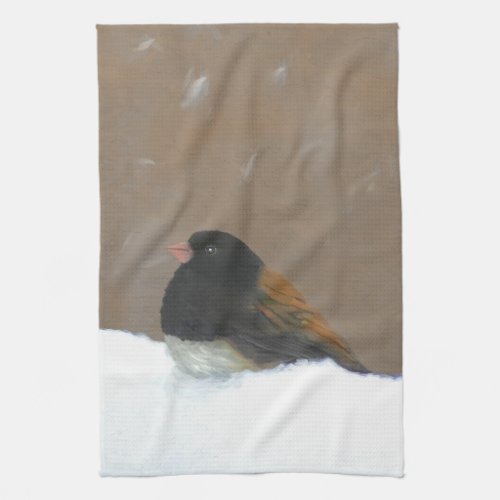 Dark_Eyed Junco Painting _ Original Bird Art Kitchen Towel