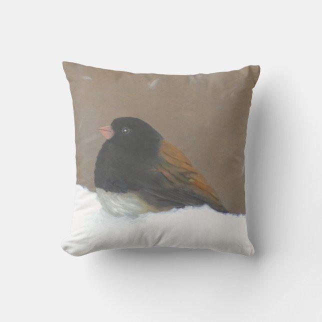Dark-Eyed Junco Painting - Original Bird Art Outdoor Pillow (Front)