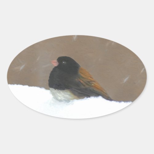 Dark_Eyed Junco Painting _ Original Bird Art Oval Sticker