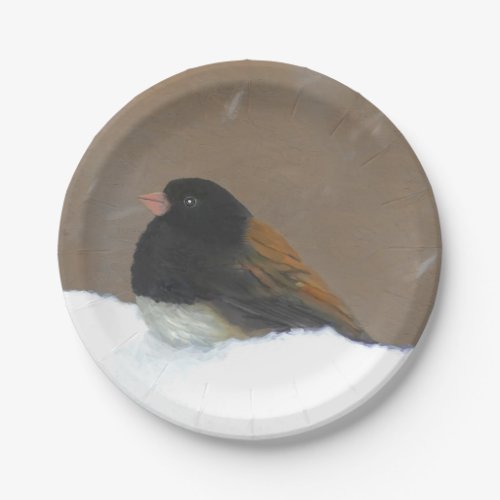 Dark_Eyed Junco Painting _ Original Bird Art Paper Plates