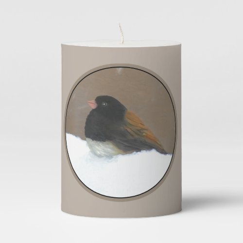 Dark_Eyed Junco Painting _ Original Bird Art Pillar Candle