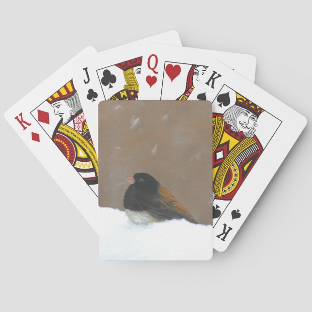 Dark-Eyed Junco Painting - Original Bird Art Poker Cards (Back)
