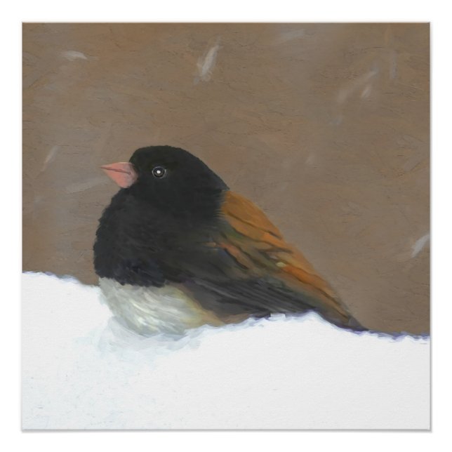 Dark-Eyed Junco Painting - Original Bird Art Poster (Front)