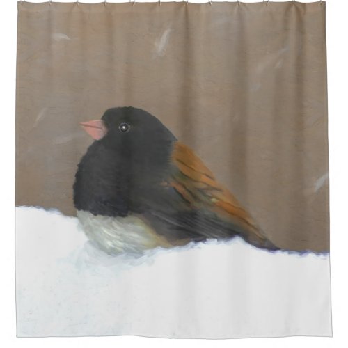 Dark_Eyed Junco Painting _ Original Bird Art Shower Curtain