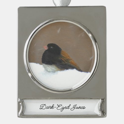 Dark_Eyed Junco Painting _ Original Bird Art Silver Plated Banner Ornament
