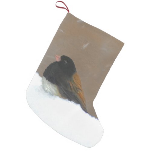 Dark_Eyed Junco Painting _ Original Bird Art Small Christmas Stocking