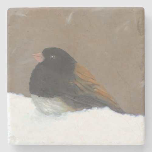 Dark_Eyed Junco Painting _ Original Bird Art Stone Coaster