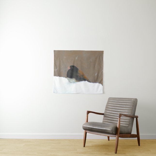 Dark-Eyed Junco Painting - Original Bird Art Tapestry (In Situ (Horizontal))