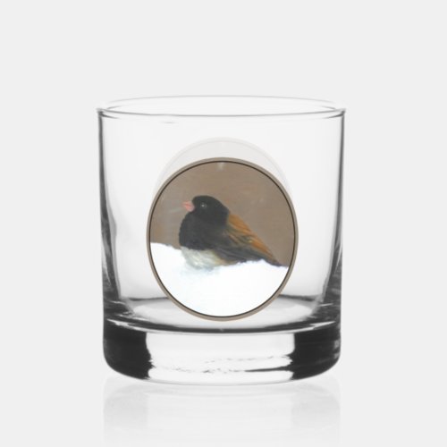Dark_Eyed Junco Painting _ Original Bird Art Whiskey Glass