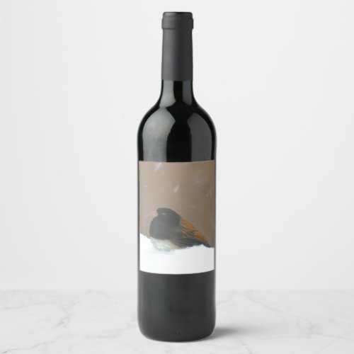 Dark_Eyed Junco Painting _ Original Bird Art Wine Label