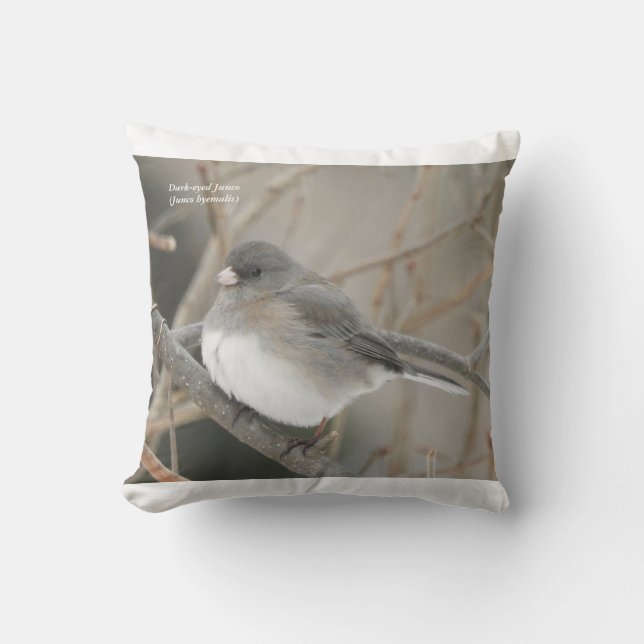Dark-eyed Junco pillo Throw Pillow (Front)
