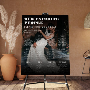 Dark Faded Photo 12 Tables Wedding Seating Chart   Foam Board