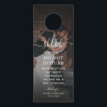 Dark Faded Photo Elegant Black Wedding Party Hotel Door Hanger<br><div class="desc">Enhance your wedding décor with our Dark Faded Photo Elegant Black Wedding Party Hotel Door Hangers. Featuring a sleek, sophisticated design with a faded photo and refined black tones, these custom door hangers add a touch of elegance to your event. Perfect for creating "Do Not Disturb" signs or personalized messages,...</div>