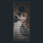 Dark Faded Photo Elegant Black Wedding Party Hotel Door Hanger<br><div class="desc">Enhance your wedding décor with our Dark Faded Photo Elegant Black Wedding Party Hotel Door Hangers. Featuring a sleek, sophisticated design with a faded photo and refined black tones, these custom door hangers add a touch of elegance to your event. Perfect for creating "Do Not Disturb" signs or personalized messages,...</div>