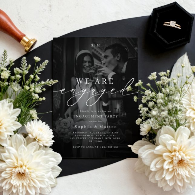 DARK & FADED PHOTO Monogram Engagement Party Invitation (Creator Uploaded)