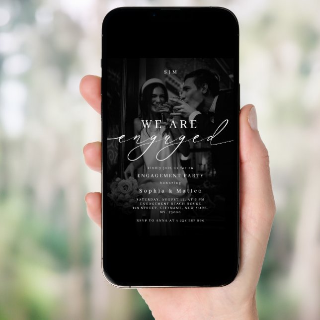 DARK & FADED PHOTO Monogram Engagement Party Invitation (Front Digital)