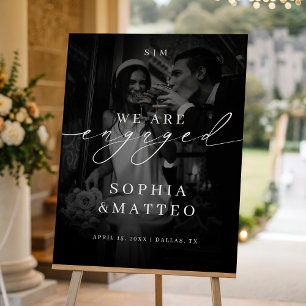 DARK FADED PHOTO Monogram Engagement Party Welcome Foam Board