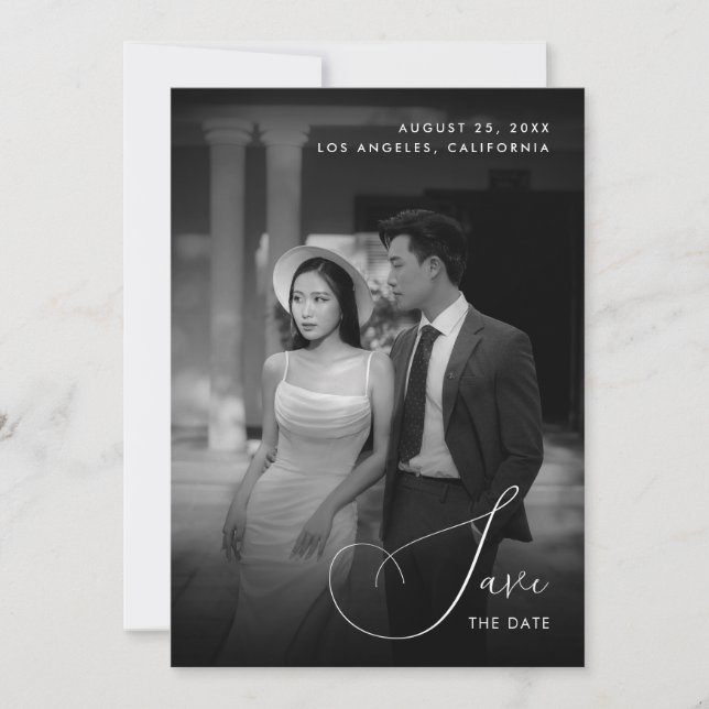 Dark Faded Photo Vintage Old Fashioned Wedding Save The Date (Front)