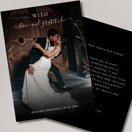 Dark Faded Photo with Love and Gratitude Wedding Thank You Card