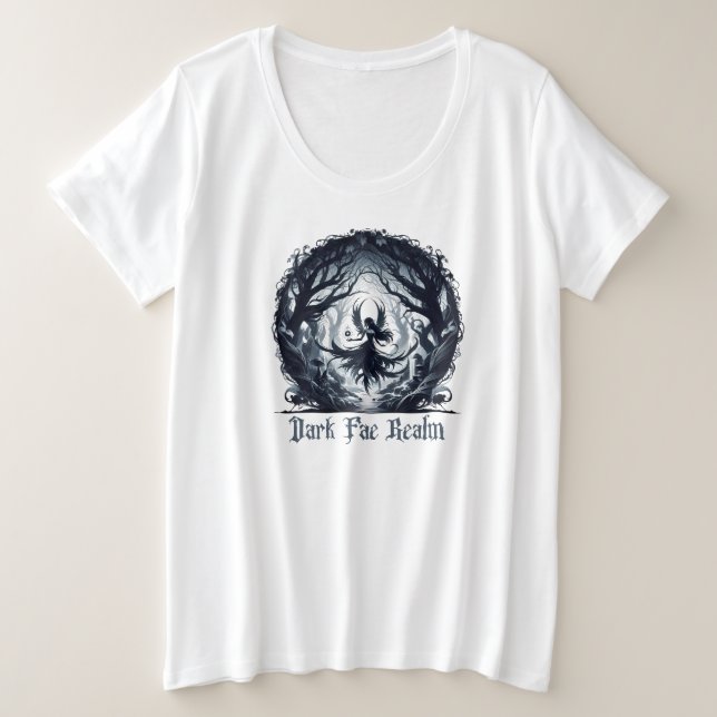 Dark Fae in magical forest  Plus Size T-Shirt (Design Front)