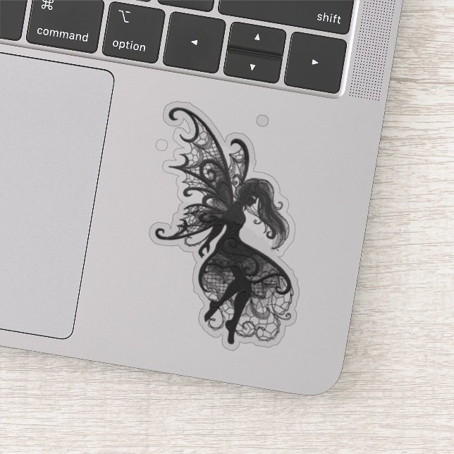 Dark Fairy Flowing Hair Laptop Cutout Vinyl Sticker (Detail)