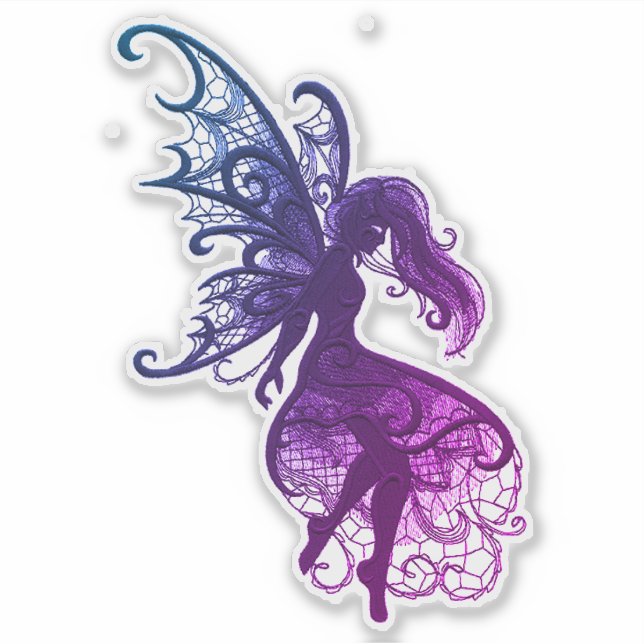 Dark Fairy Flowing Hair Laptop Cutout Vinyl Sticker (Front)