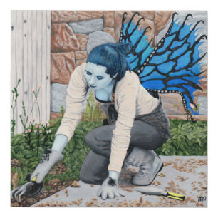 Dark Fairy Gardner Fantasy Art Faux Canvas Print