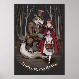 Dark Fairy Tale Wolf & Little Red Riding Hood Poster