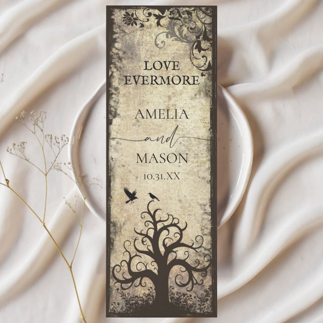 Dark Fairytale Wedding Favor Bookmarks (Dark Fairytale Wedding Favor Bookmarks with tree and ravens)