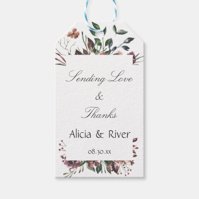 Dark Fall Floral Rustic Autumn Gift Tag (Front)