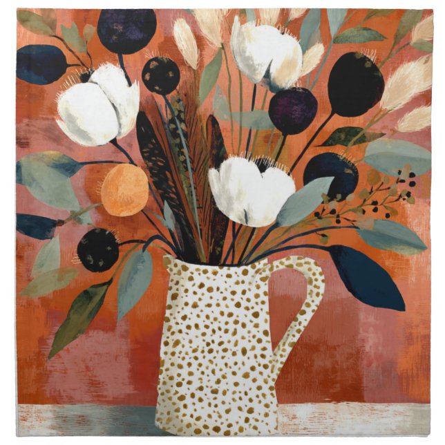 Dark Fall Sprigs Speckled Pitcher Cloth Napkin (Front)