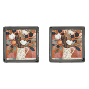 Dark Fall Sprigs Speckled Pitcher Cufflinks