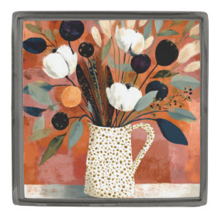 Dark Fall Sprigs Speckled Pitcher Gunmetal Finish Lapel Pin